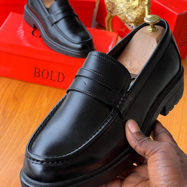 Black Leather Penny Loafers